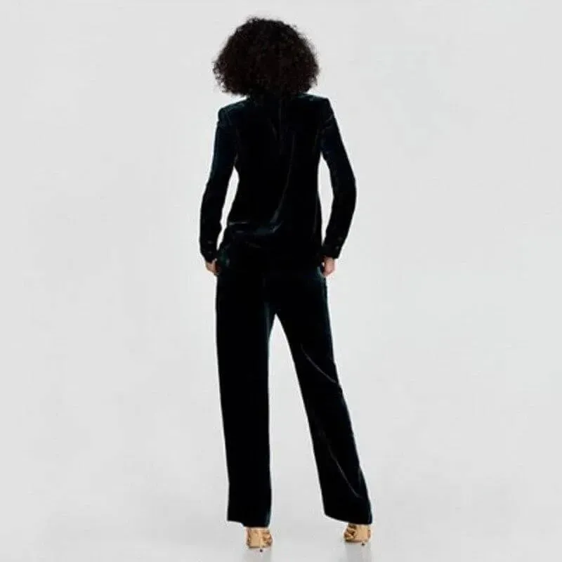 1-Button Velvet Blazer Women - Suit Jacket