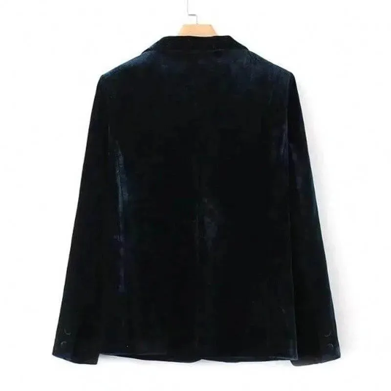 1-Button Velvet Blazer Women - Suit Jacket