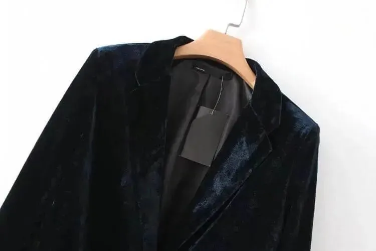 1-Button Velvet Blazer Women - Suit Jacket