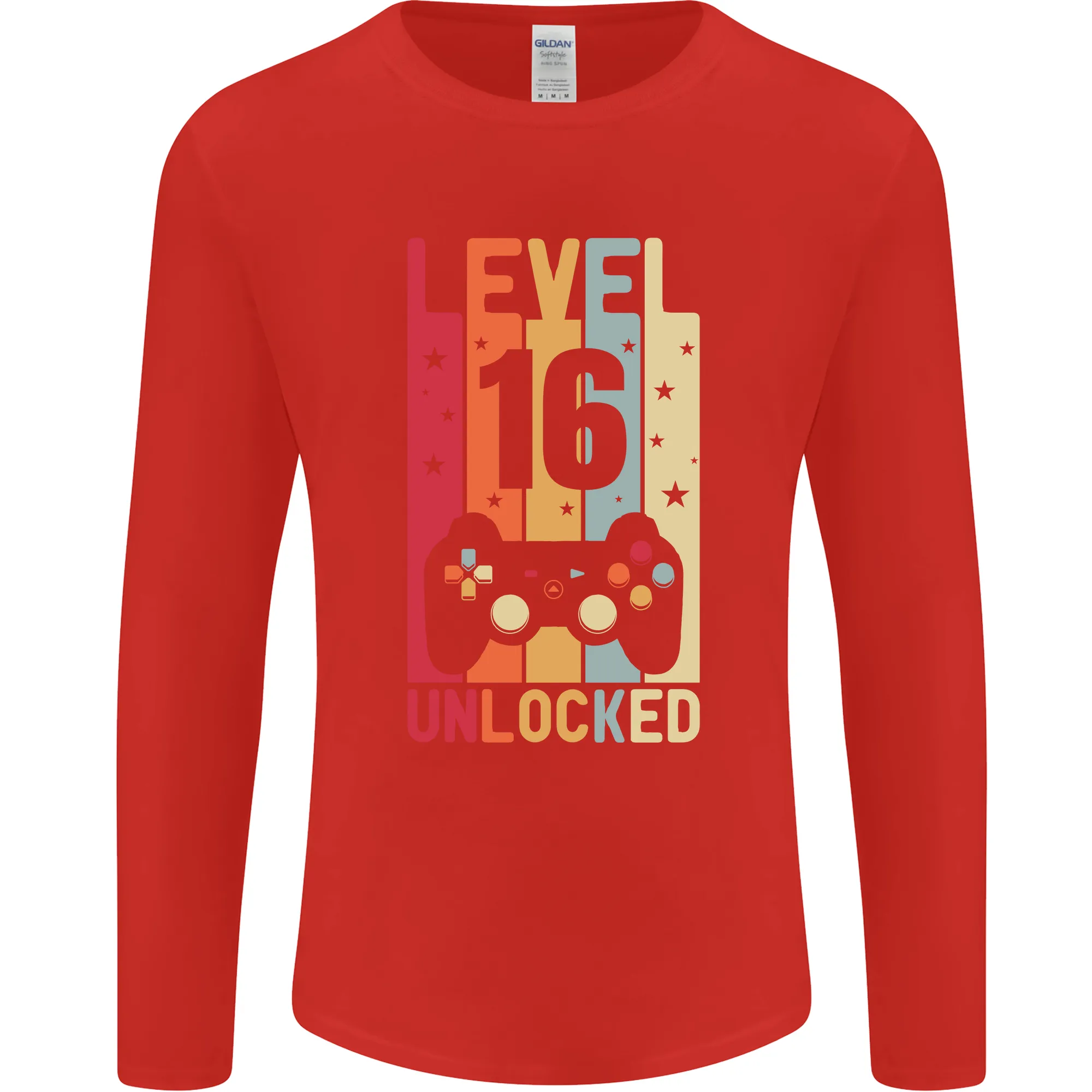 16th Birthday 16 Year Old Level Up Gaming Mens Long Sleeve T-Shirt