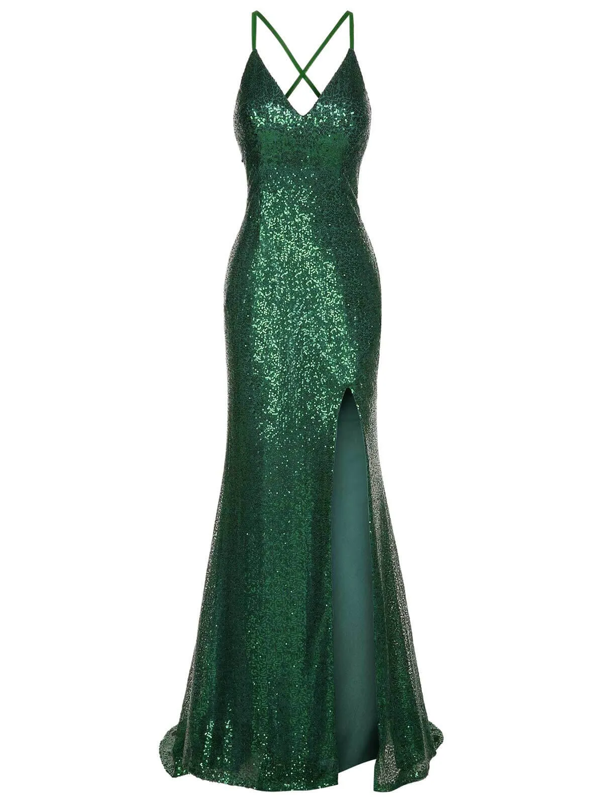 1920s V-Neck Side Slit Sequined Sling Dress