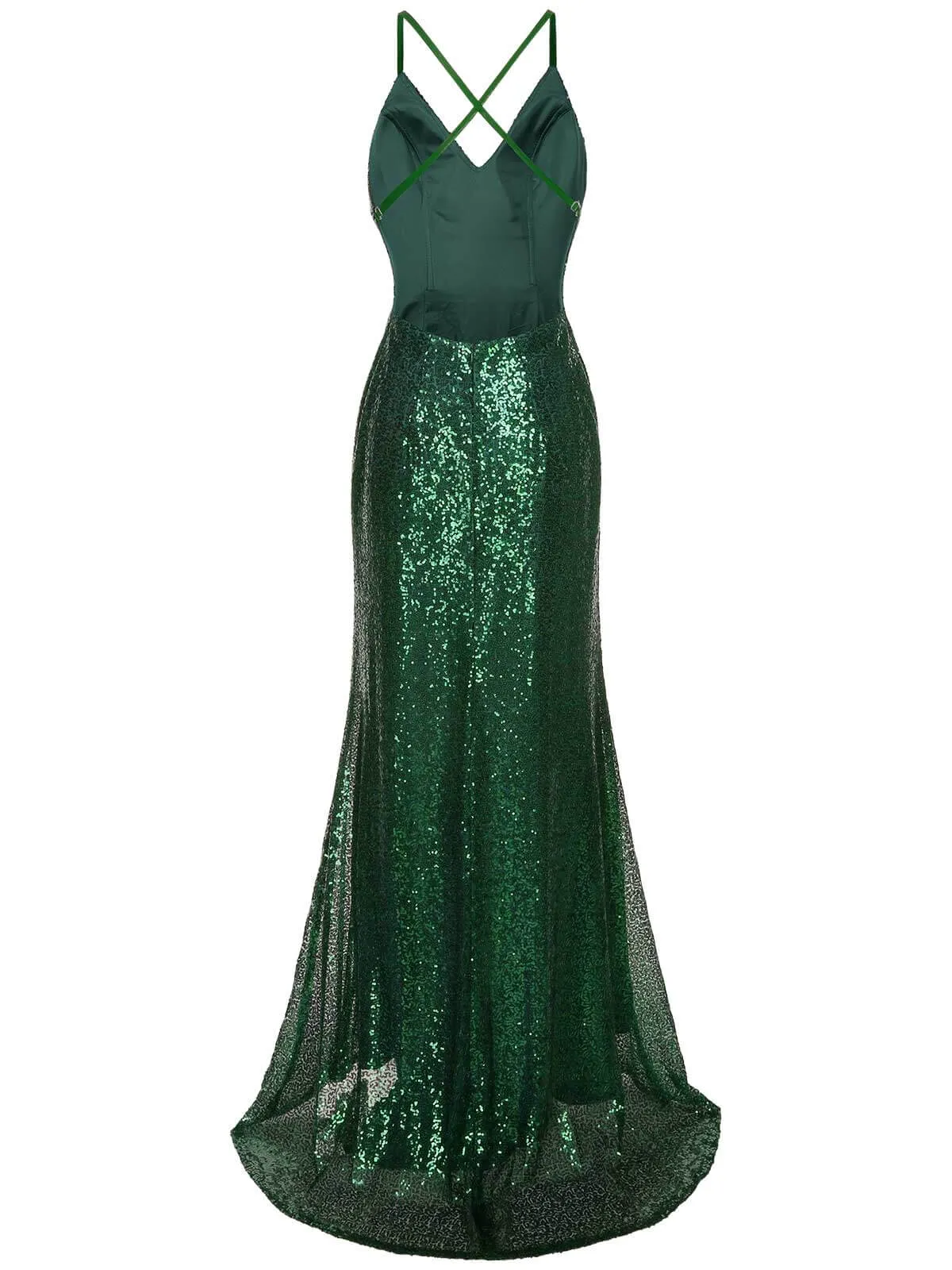 1920s V-Neck Side Slit Sequined Sling Dress