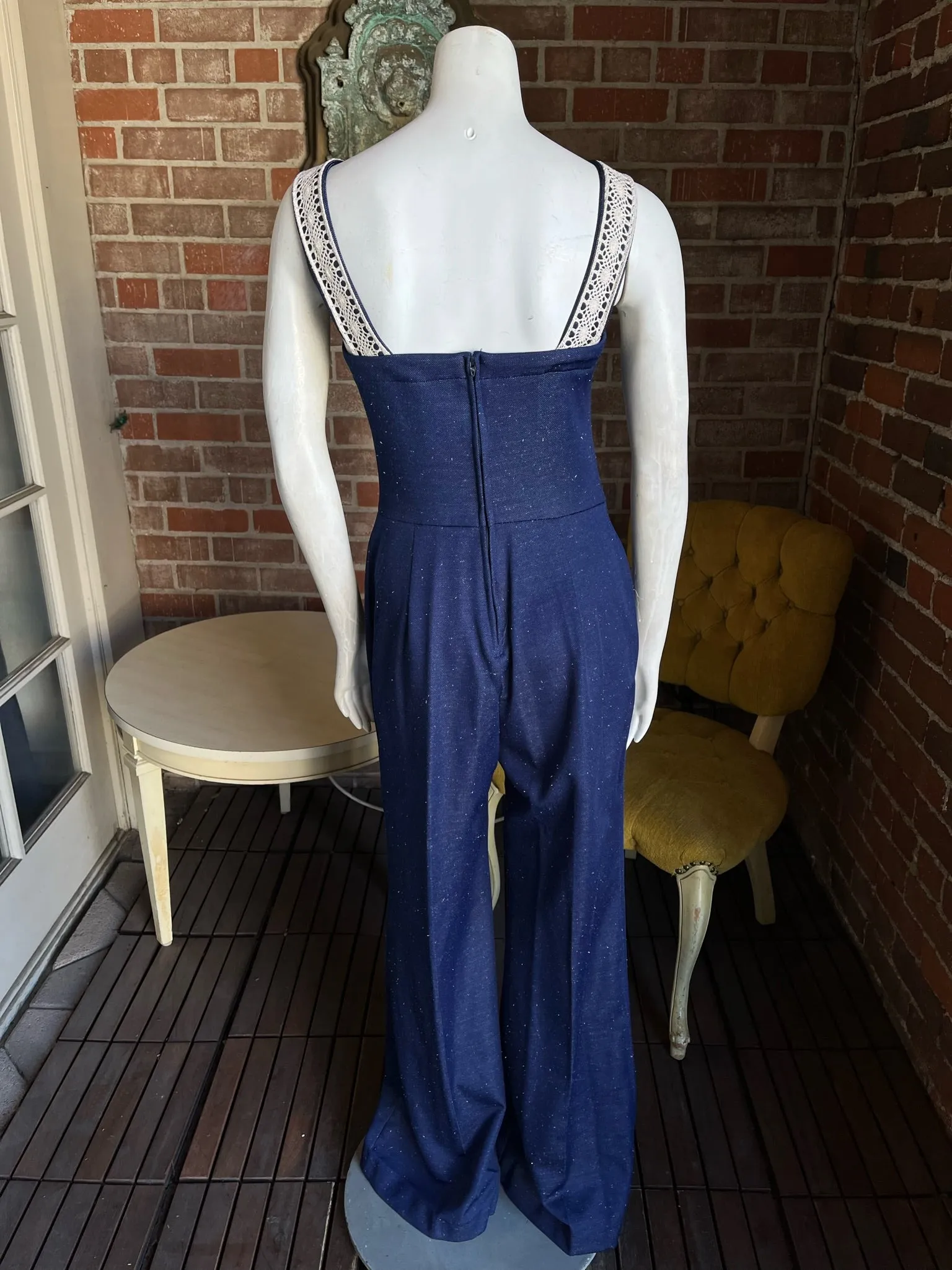 1970s Poly/Crochet Jumpsuit