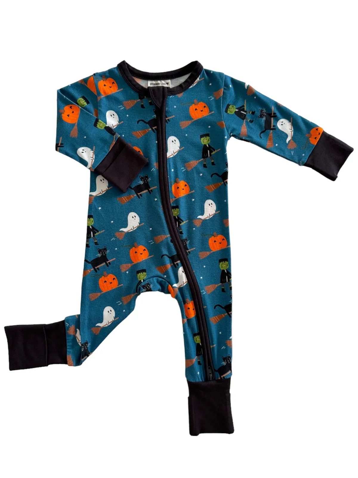 2-Way Convertible Zip Romper, Broomstick Friends Midnight