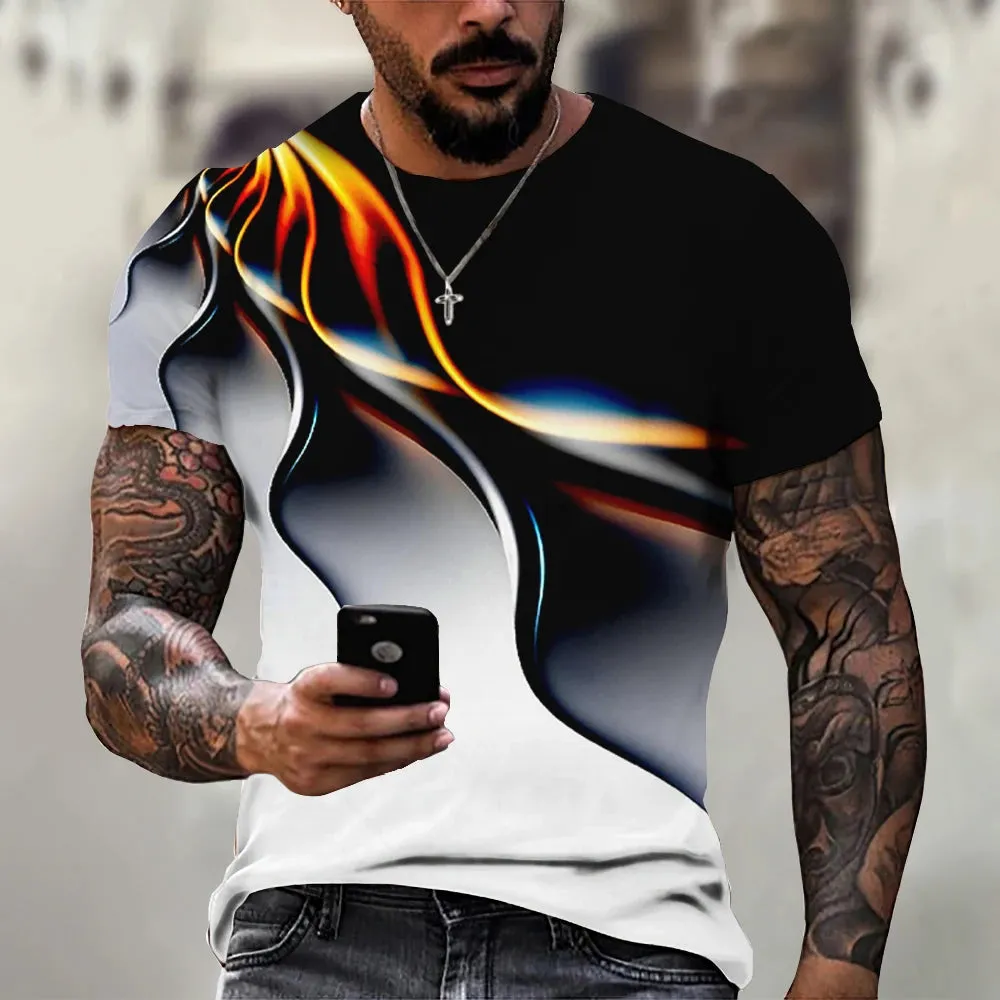 2xl -3 Xlrge Men's Graphic 3d O Neck T Shirt Casual Streetwear Short Sleeve