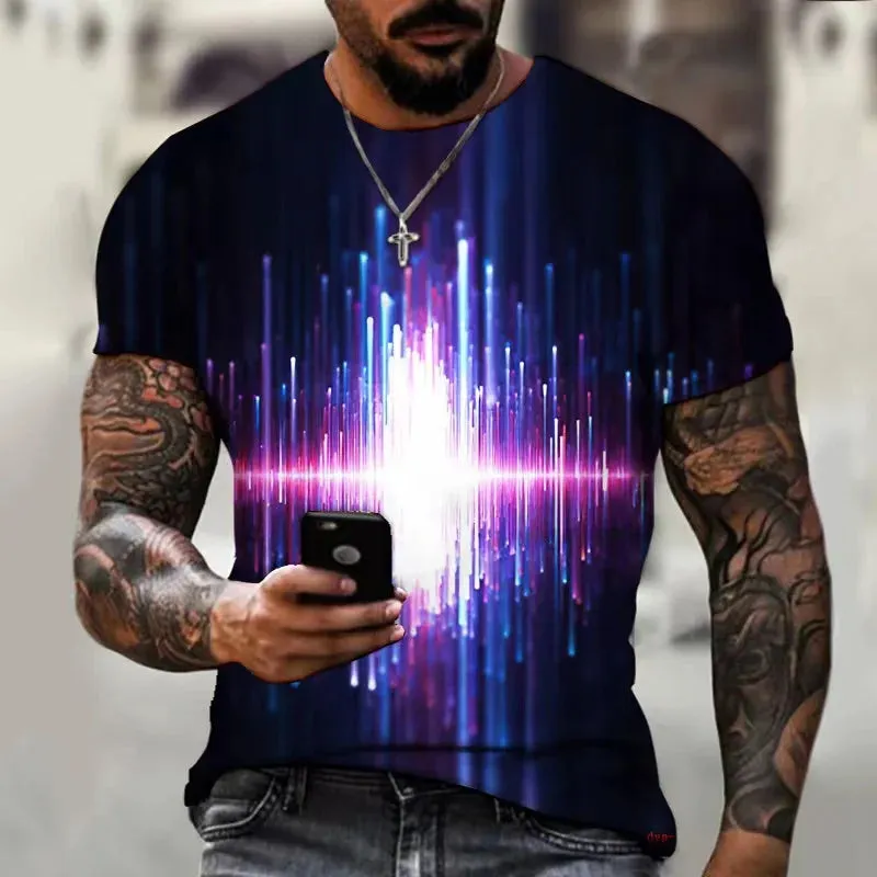 2xl -3 Xlrge Men's Graphic 3d O Neck T Shirt Casual Streetwear Short Sleeve