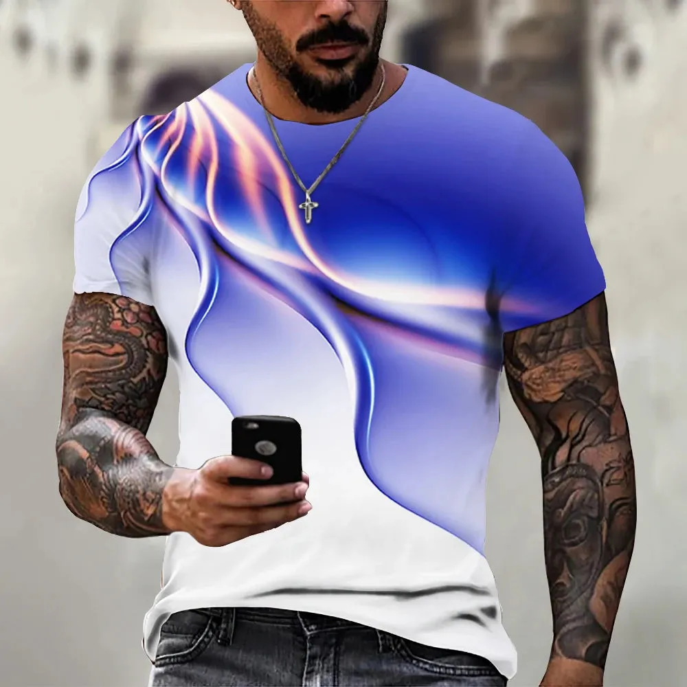 2xl -3 Xlrge Men's Graphic 3d O Neck T Shirt Casual Streetwear Short Sleeve