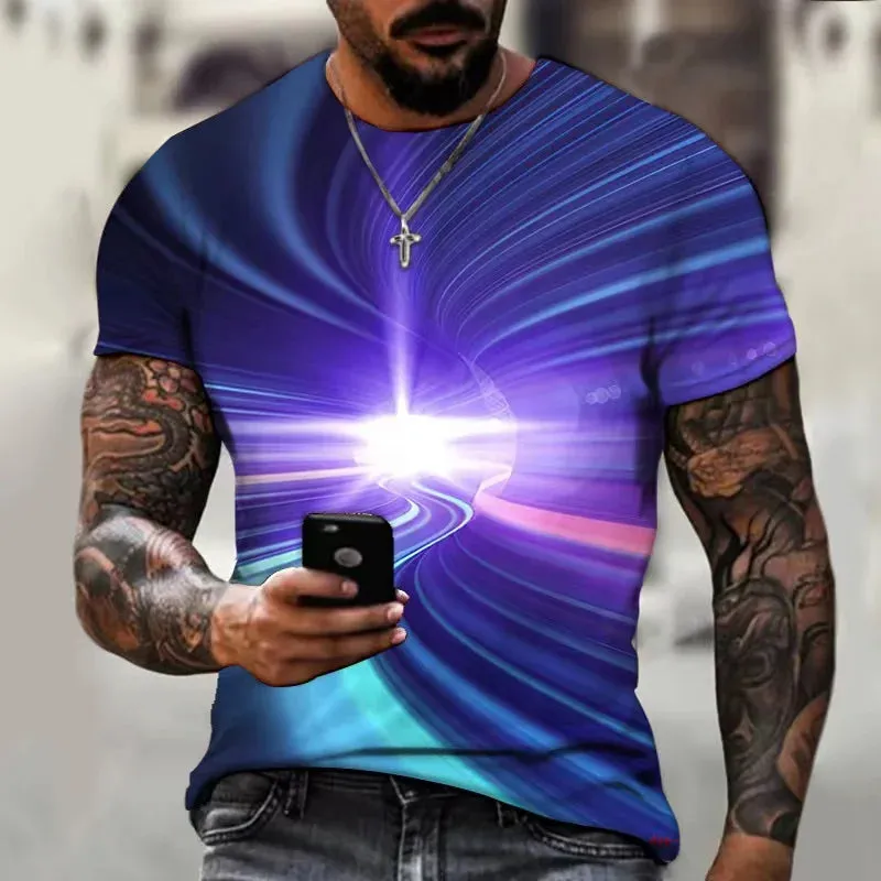 2xl -3 Xlrge Men's Graphic 3d O Neck T Shirt Casual Streetwear Short Sleeve