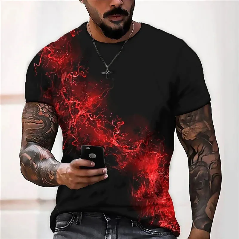 2xl -3 Xlrge Men's Graphic 3d O Neck T Shirt Casual Streetwear Short Sleeve