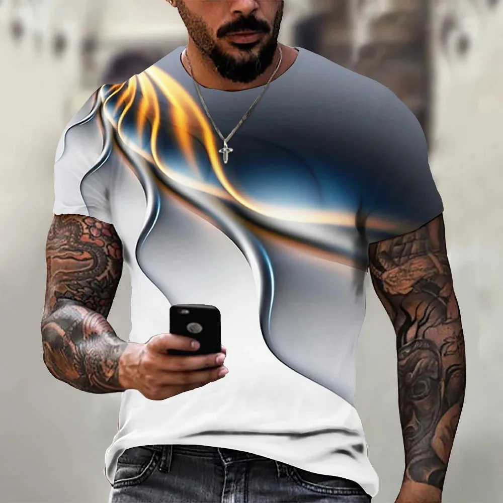 2xl -3 Xlrge Men's Graphic 3d O Neck T Shirt Casual Streetwear Short Sleeve