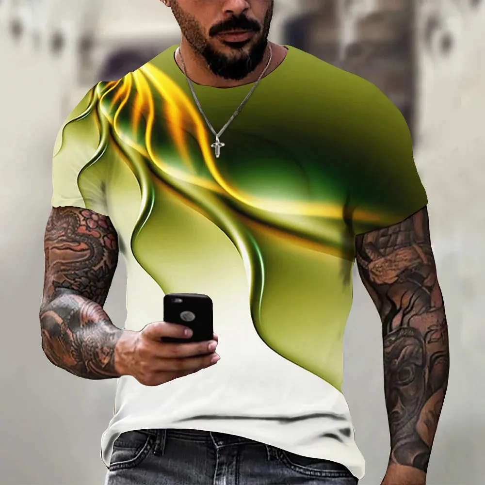 2xl -3 Xlrge Men's Graphic 3d O Neck T Shirt Casual Streetwear Short Sleeve