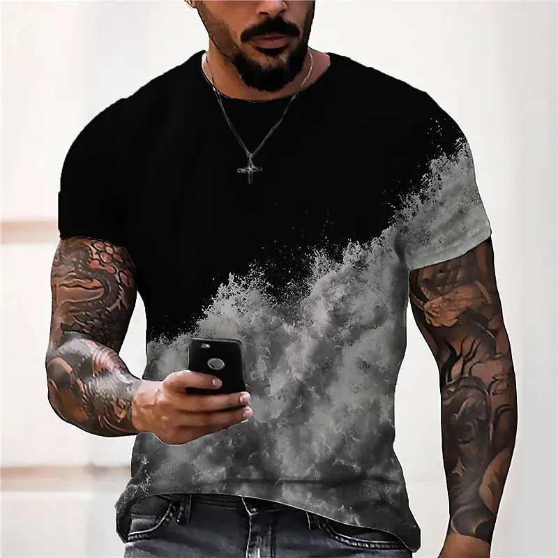 2xl -3 Xlrge Men's Graphic 3d O Neck T Shirt Casual Streetwear Short Sleeve