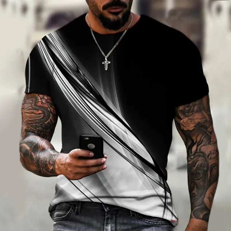 2xl -3 Xlrge Men's Graphic 3d O Neck T Shirt Casual Streetwear Short Sleeve