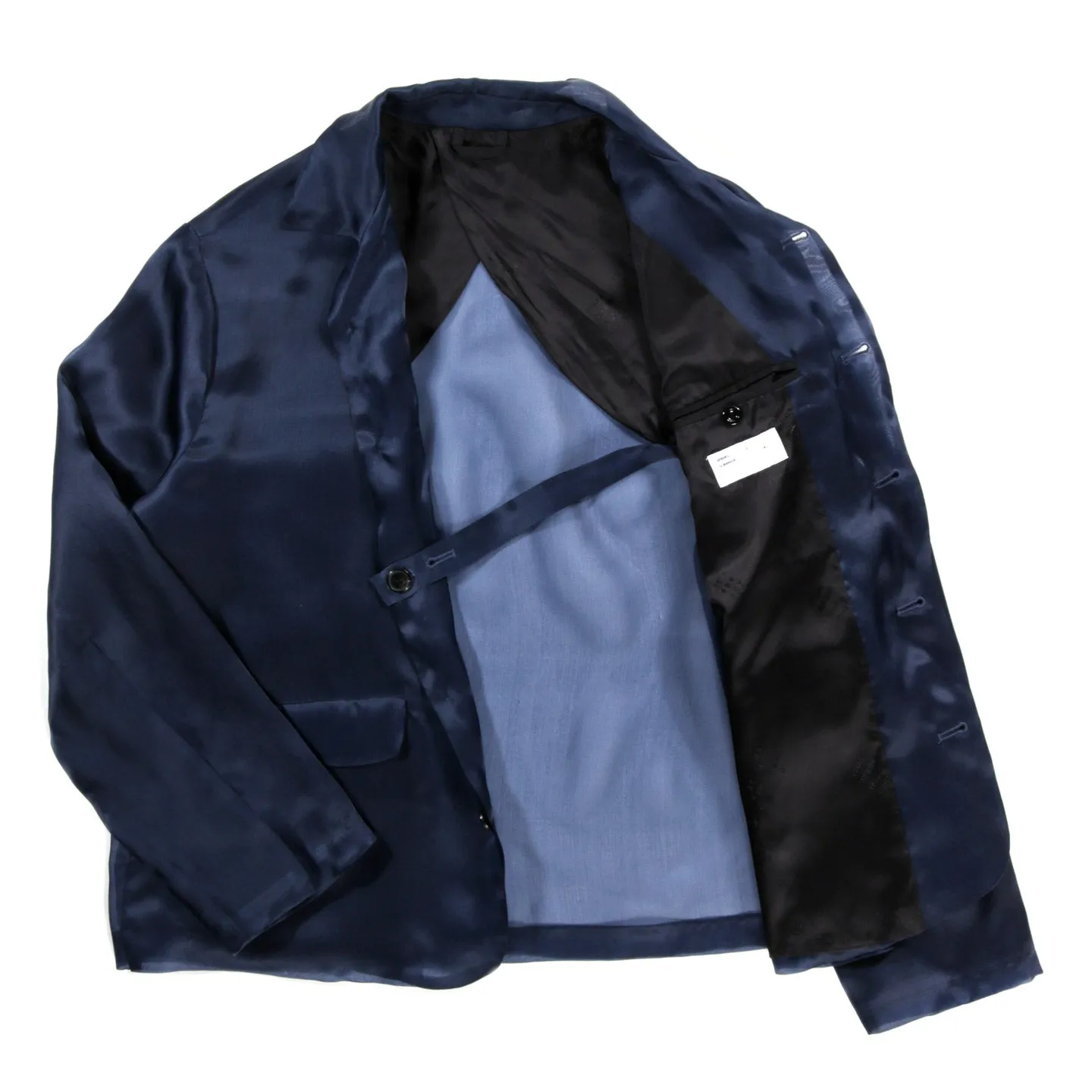 4SDESIGNS L/S SHIRT BLAZER NAVY ALL-SILK ORGANZA