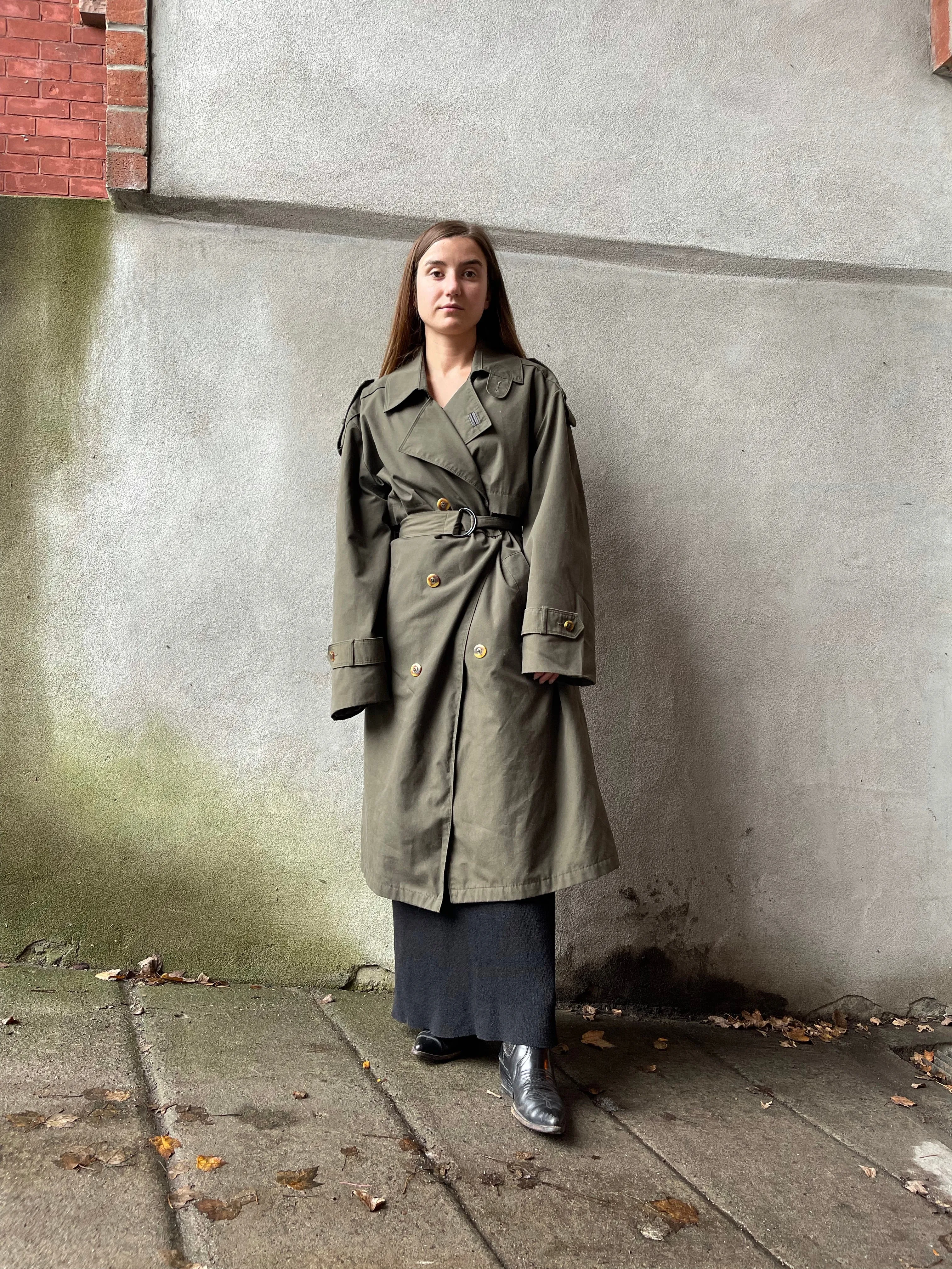 80s Olive Menswear Trenchcoat - L