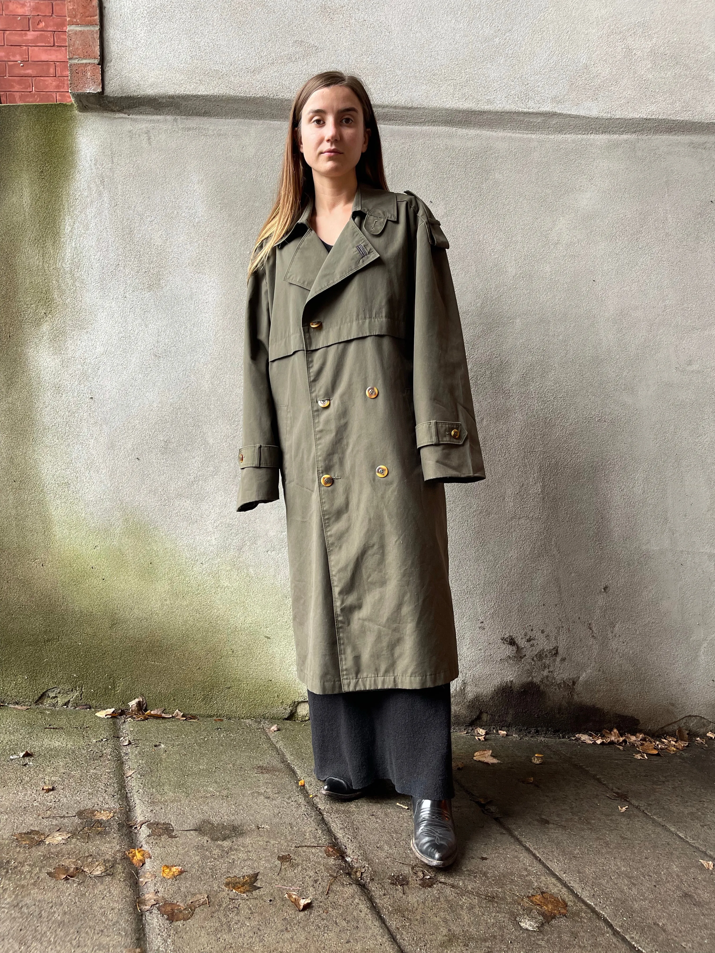 80s Olive Menswear Trenchcoat - L