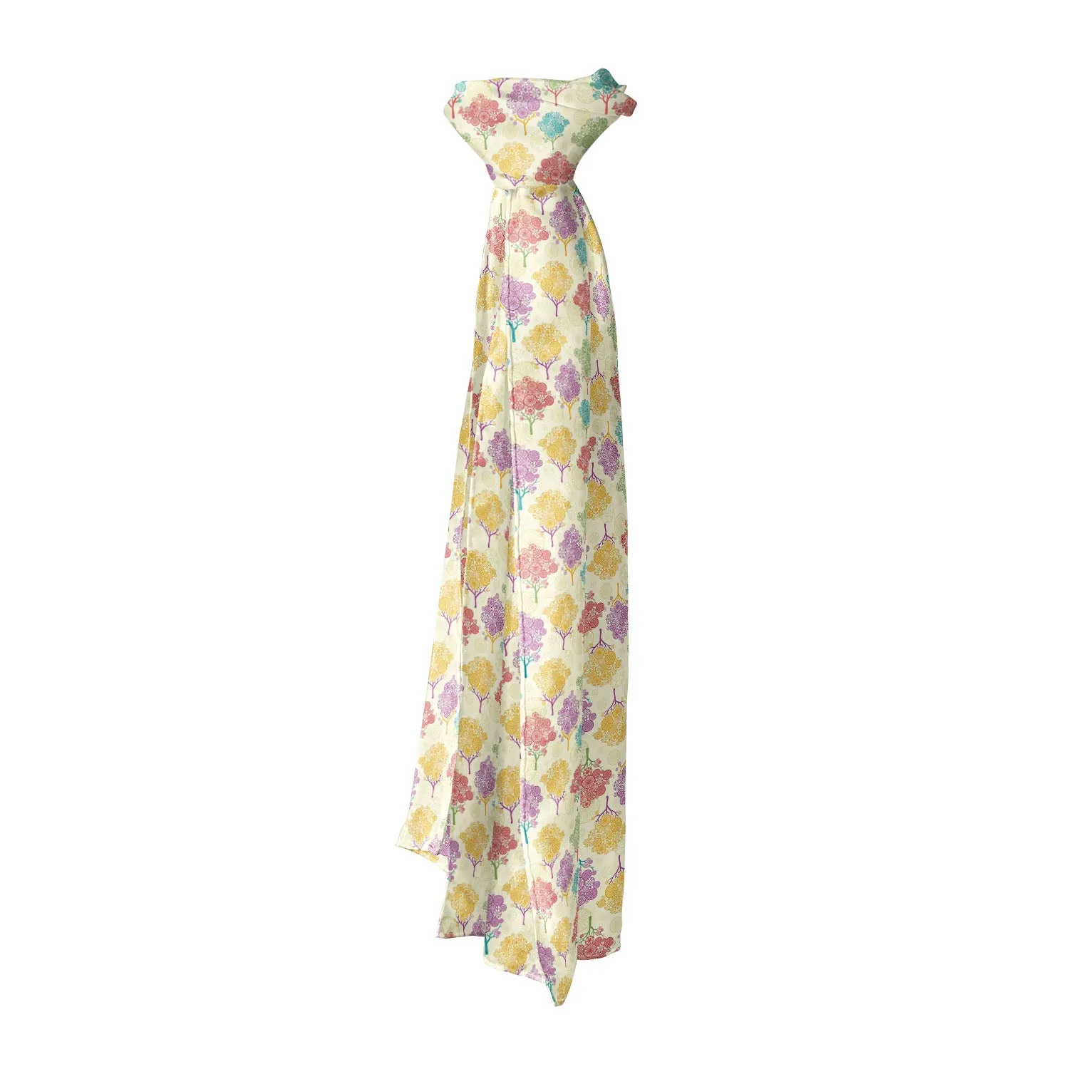 Abstract Trees Printed Stole Dupatta Headwear | Girls & Women | Soft Poly Fabric