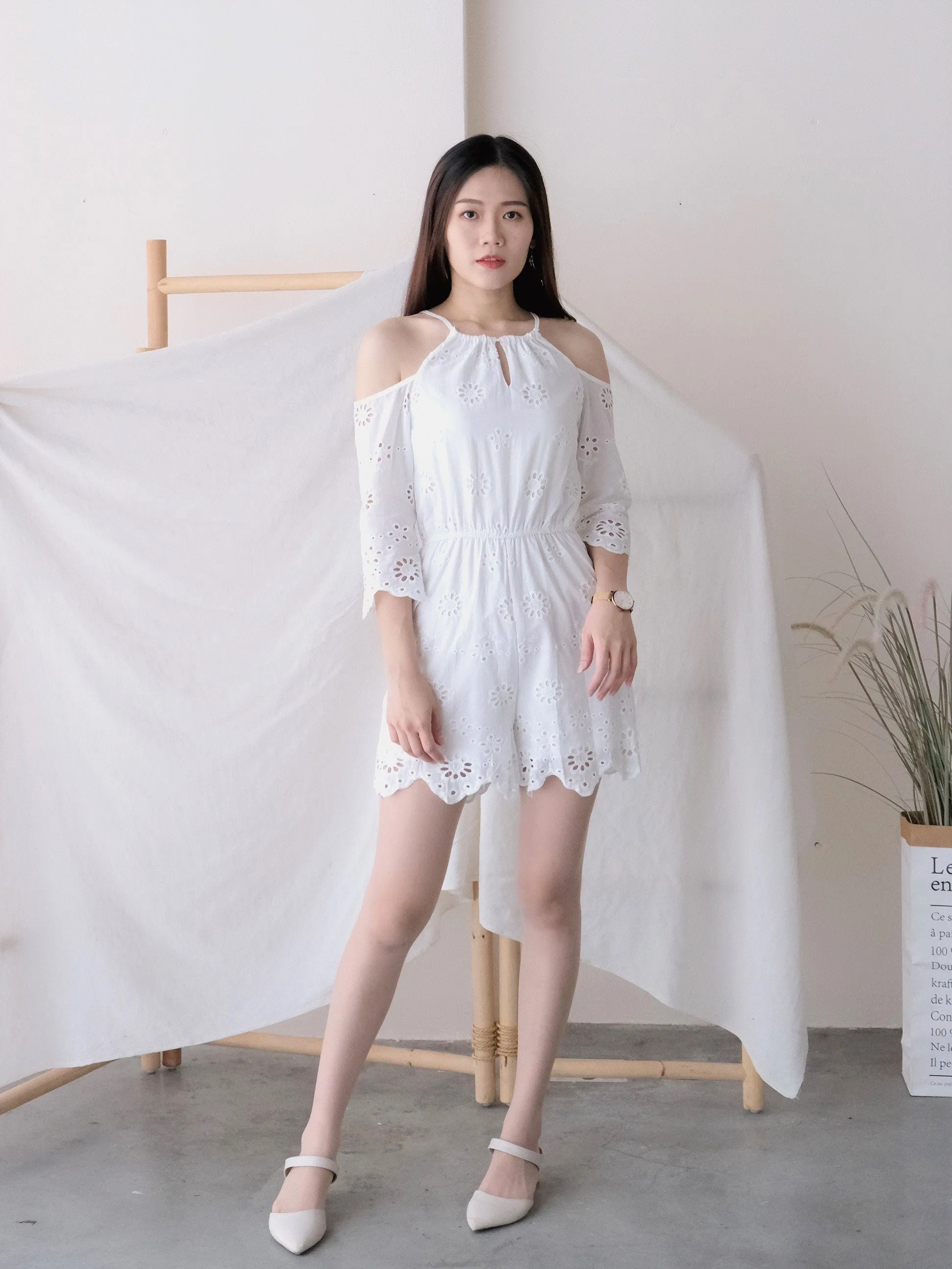 ACEWIN Halterneck Romper With Broderie Anglaise (Size S-M) 702989