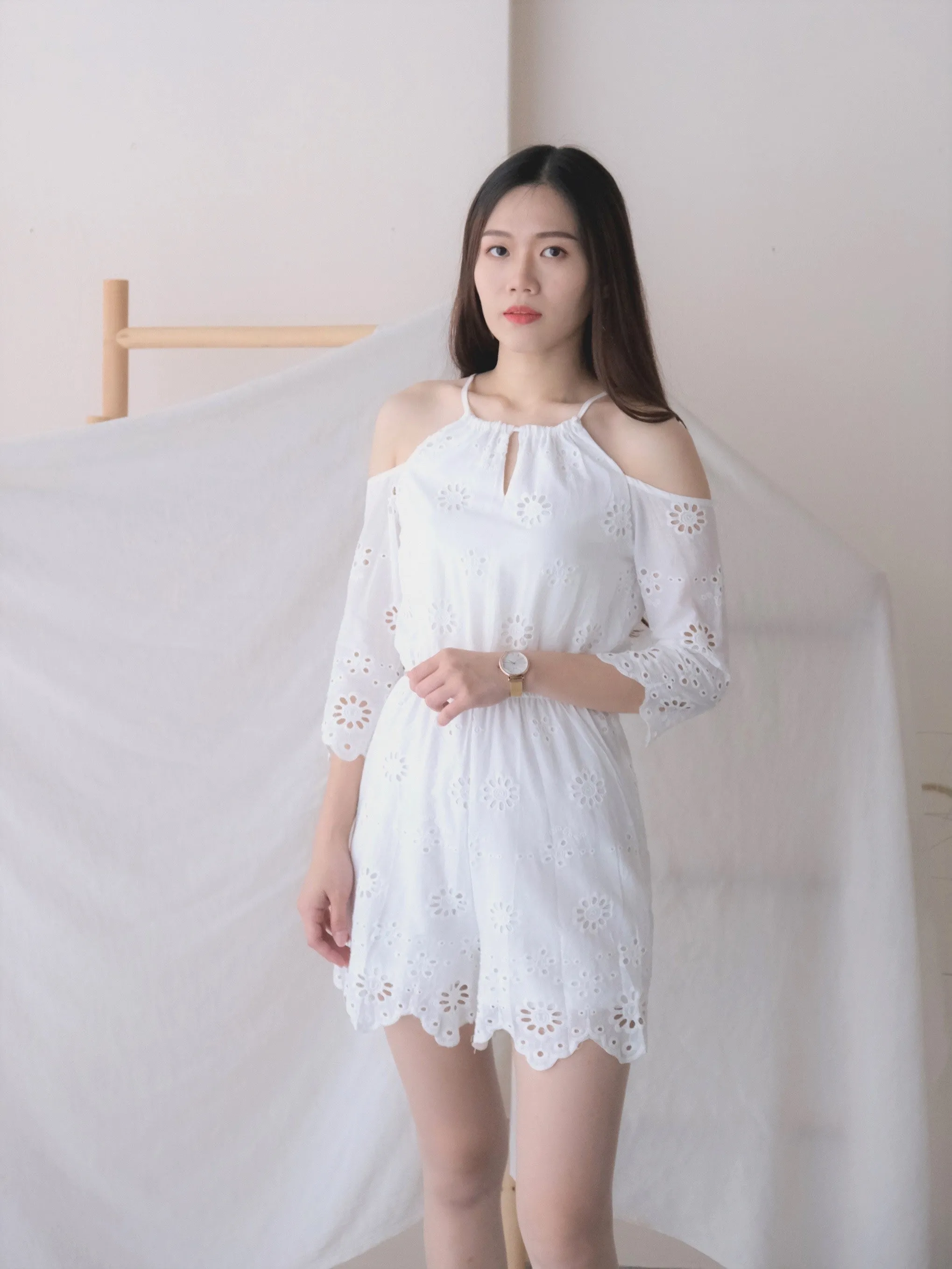 ACEWIN Halterneck Romper With Broderie Anglaise (Size S-M) 702989