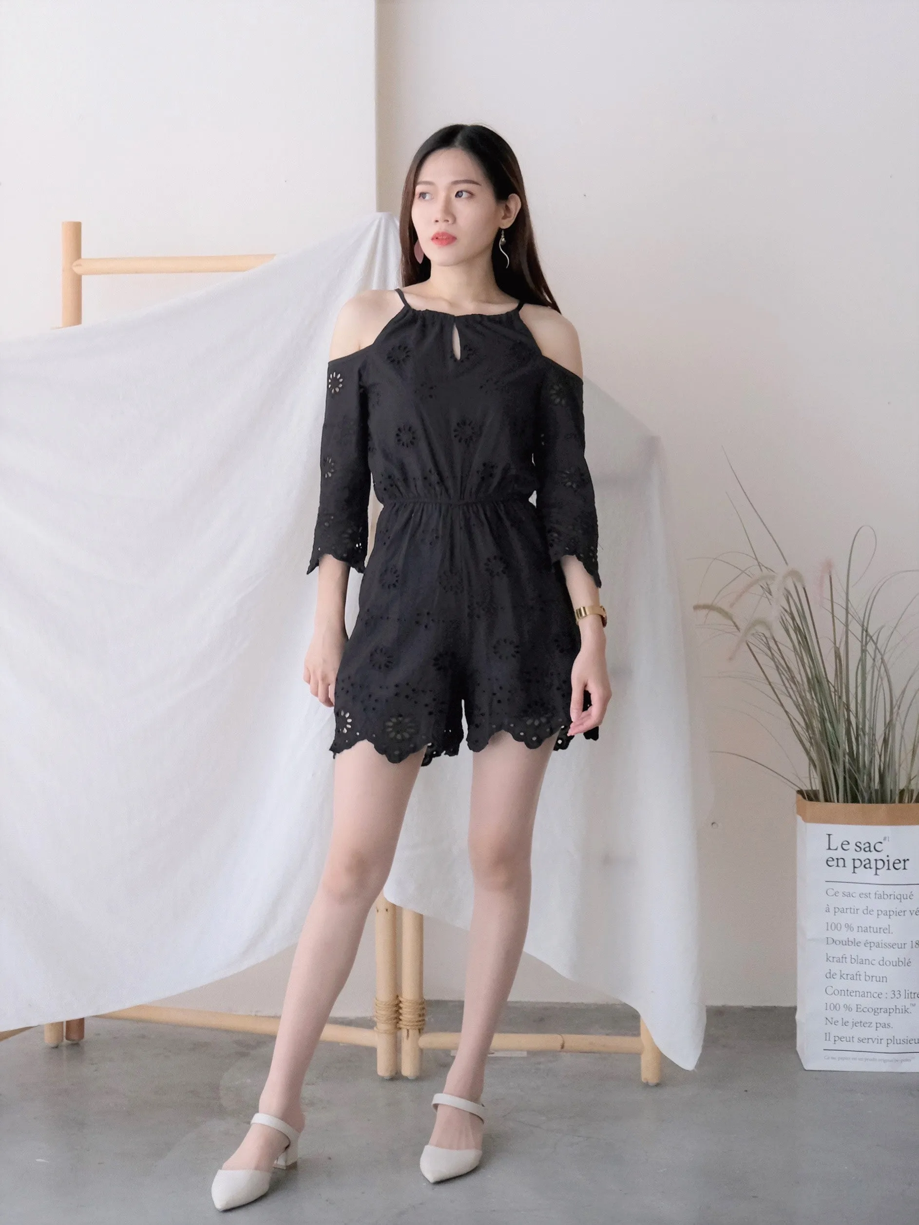 ACEWIN Halterneck Romper With Broderie Anglaise (Size S-M) 702989