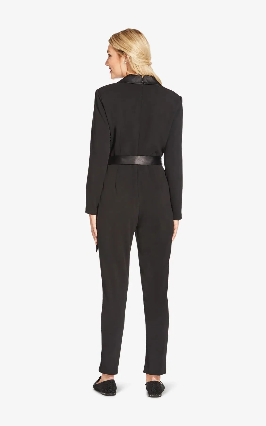 Adrianna Papell - Tuxedo Collar Crepe Jumpsuit