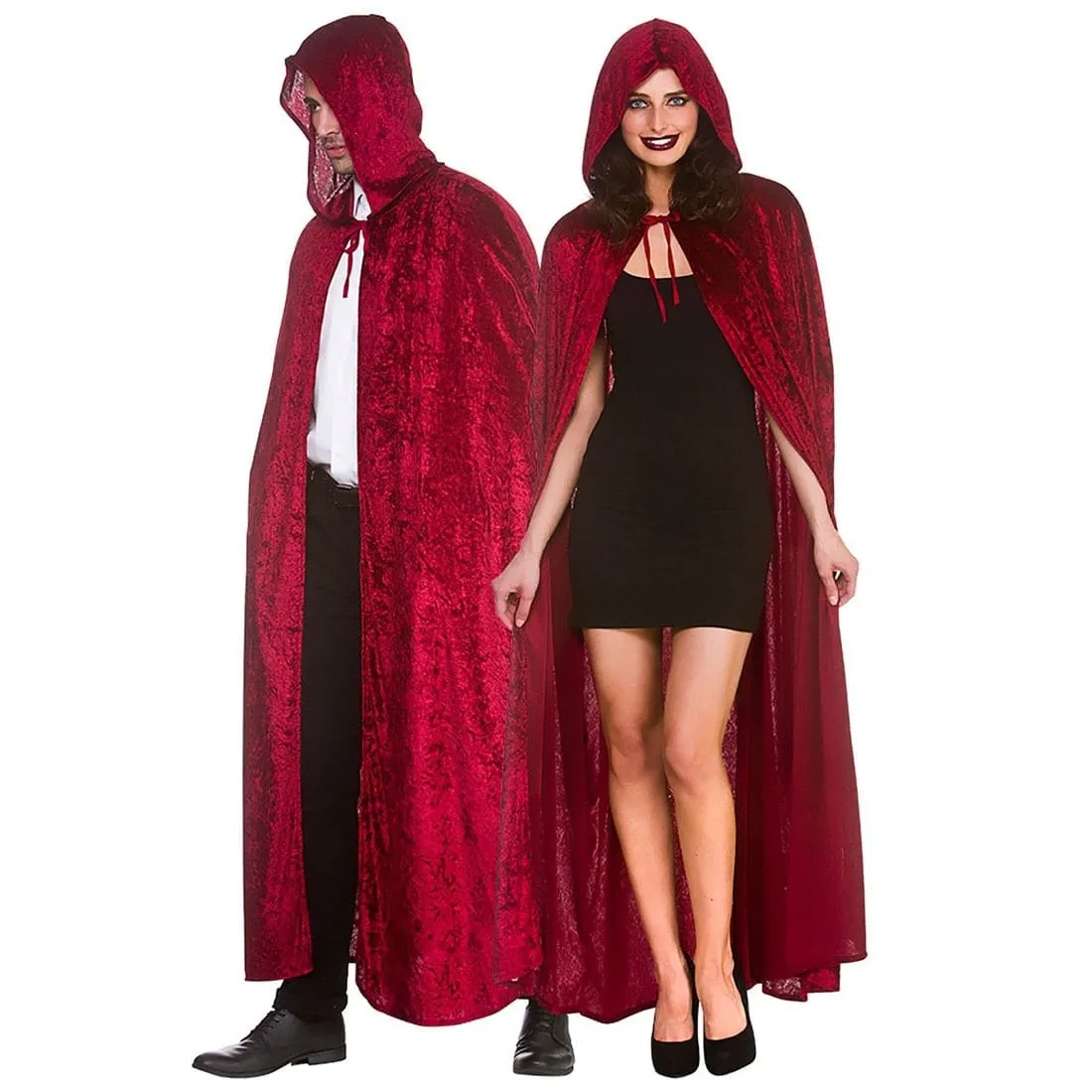 Adults Deluxe Velvet Hooded Cape Dark Red Vampire 140cm