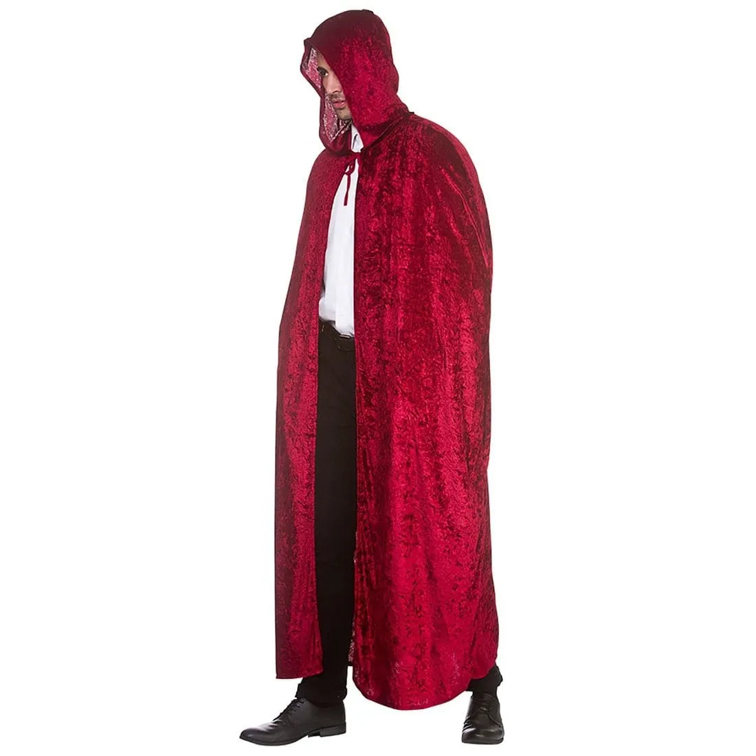 Adults Deluxe Velvet Hooded Cape Dark Red Vampire 140cm