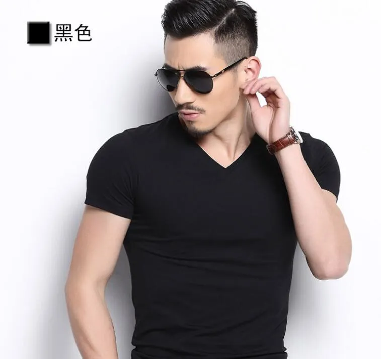 Aidase  New Men V-neck T Shirt 6 colors Fitness Mens T-shirts V neck Man T-shirt For Male Clothing Tshirts M-4XL Tops o-neck Tees