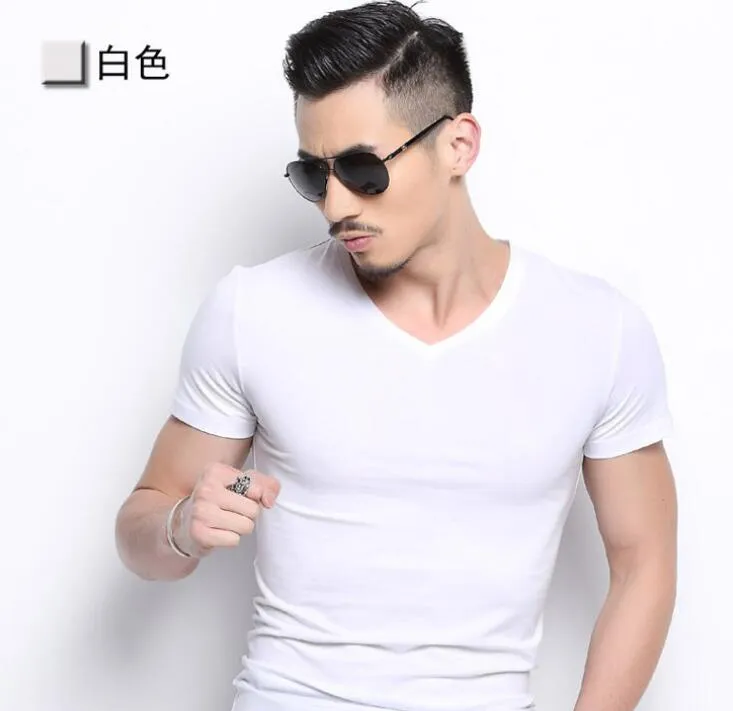 Aidase  New Men V-neck T Shirt 6 colors Fitness Mens T-shirts V neck Man T-shirt For Male Clothing Tshirts M-4XL Tops o-neck Tees