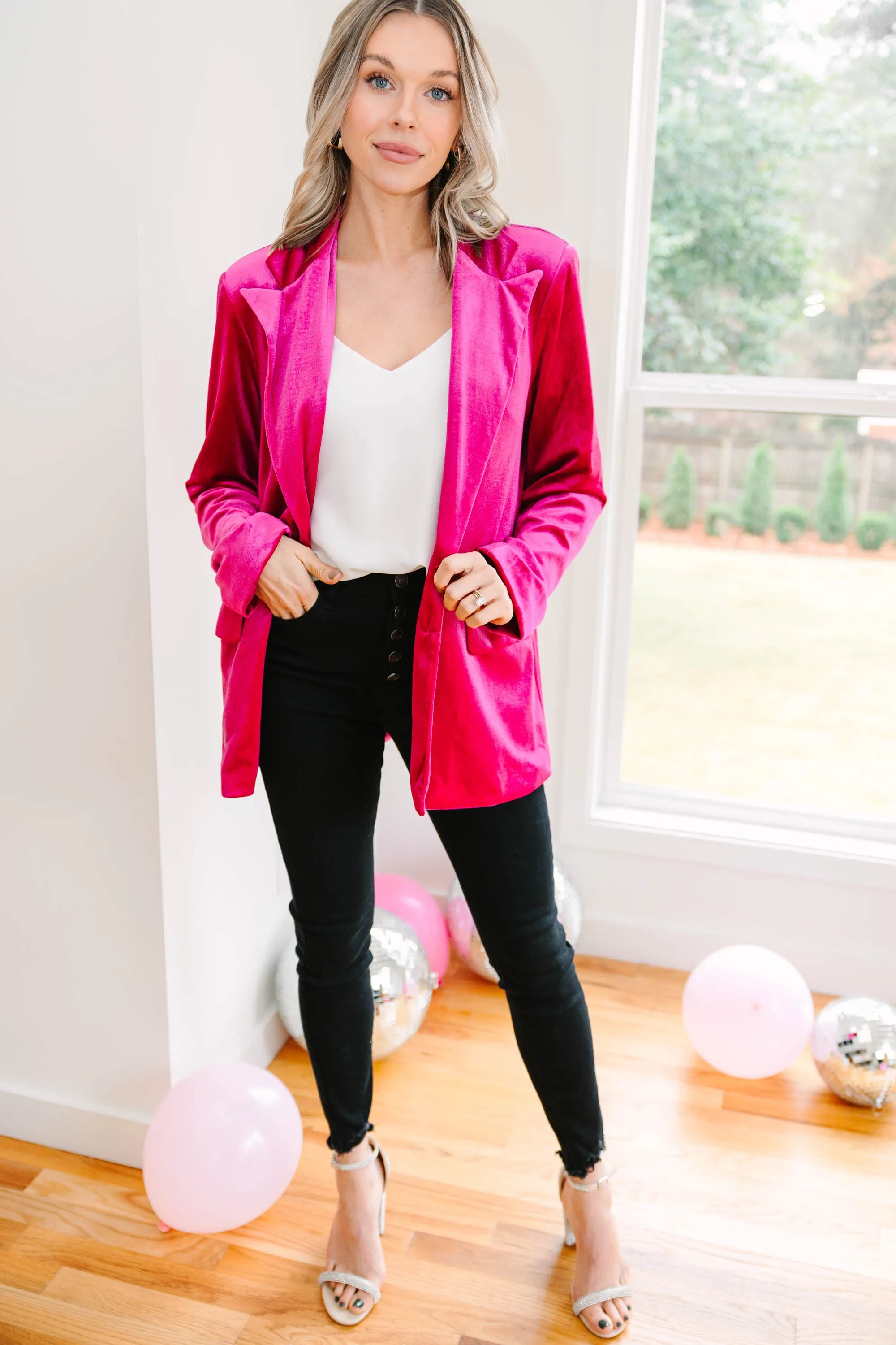 Always On My Mind Pink Velvet Blazer