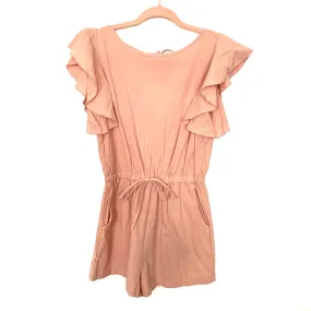 Angashion Light Pink Elastic Tie Waistband Ruffle Sleeve Romper NWT- Size S