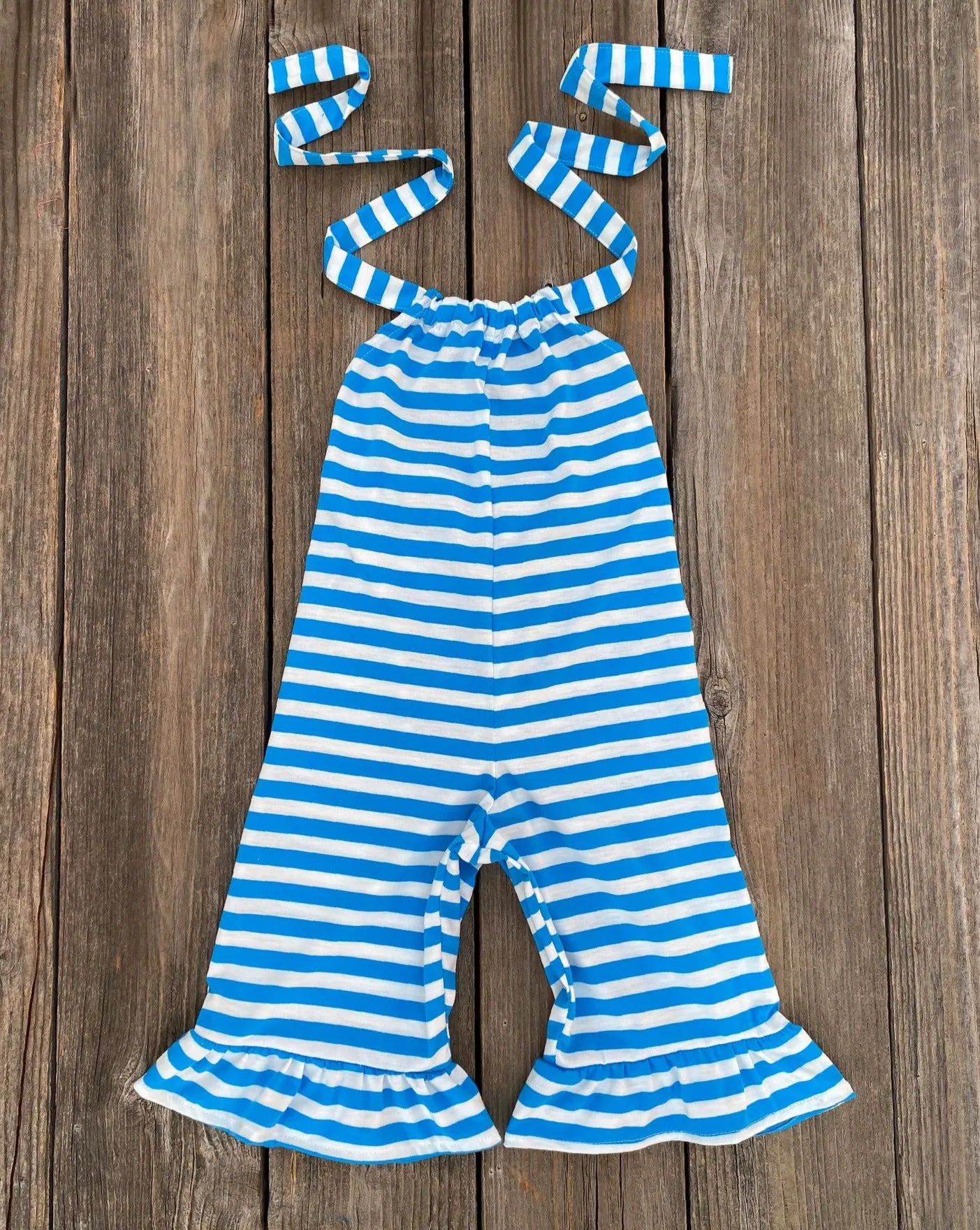 Aqua White Stripe Romper