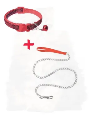 Assorted Collar & Chain Leash Set For Small Dogs and Cats