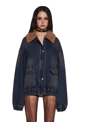 At The Diner Denim Bomber Jacket