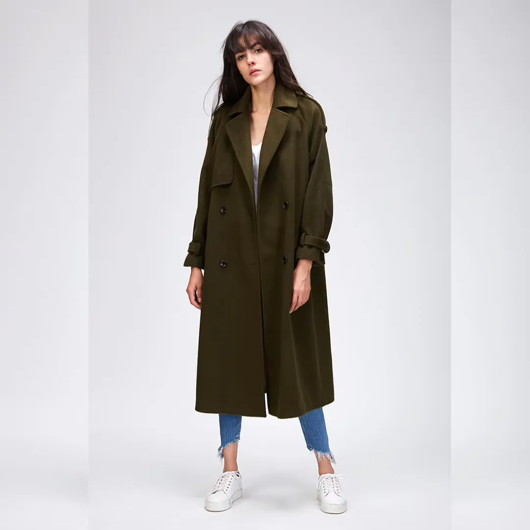 Autumn Winter New Women's Casual Wool Blend Trench Coat