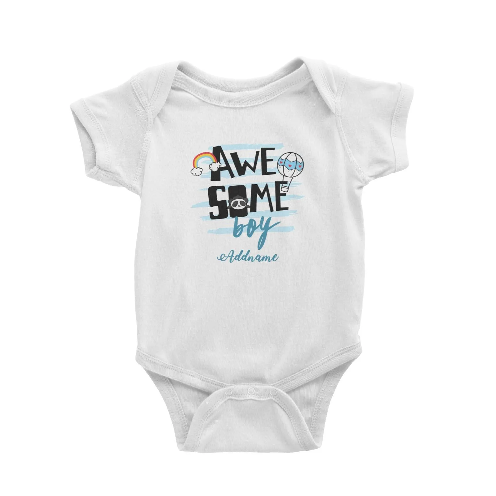 Awesome Boy with Panda Elements Addname Baby Romper