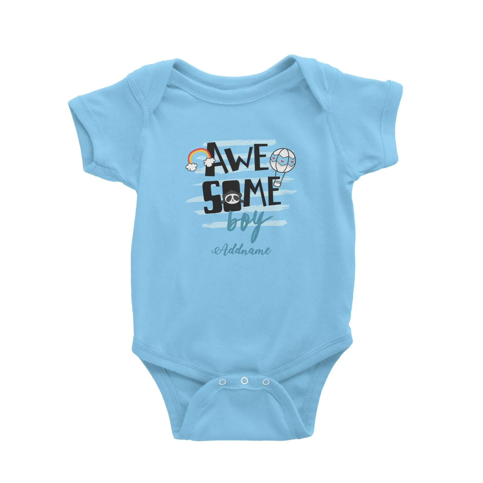 Awesome Boy with Panda Elements Addname Baby Romper