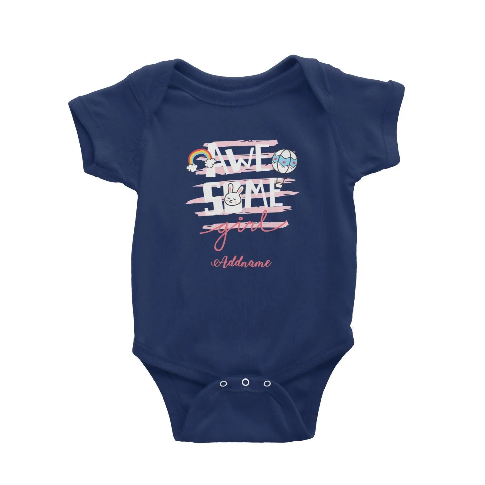 Awesome Girl with Bunny Elements Addname Baby Romper