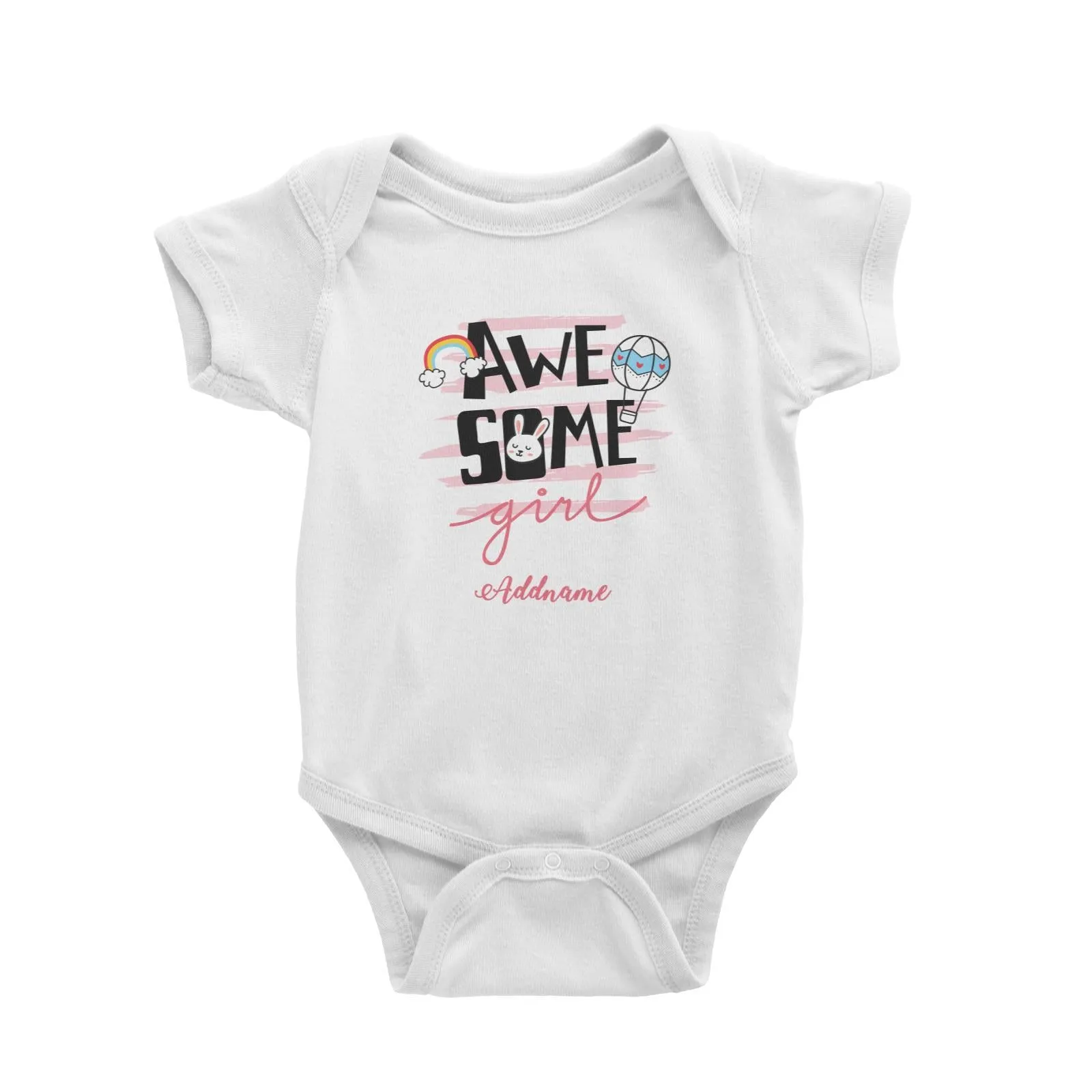 Awesome Girl with Bunny Elements Addname Baby Romper