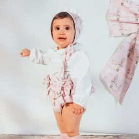 BABINE - Nutcracker  Romper & Bonnet Set - Pink