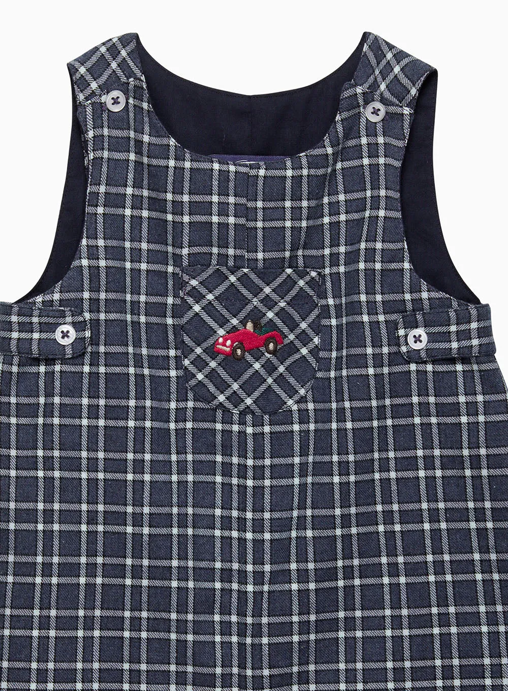 Baby Archie Romper in Navy Check