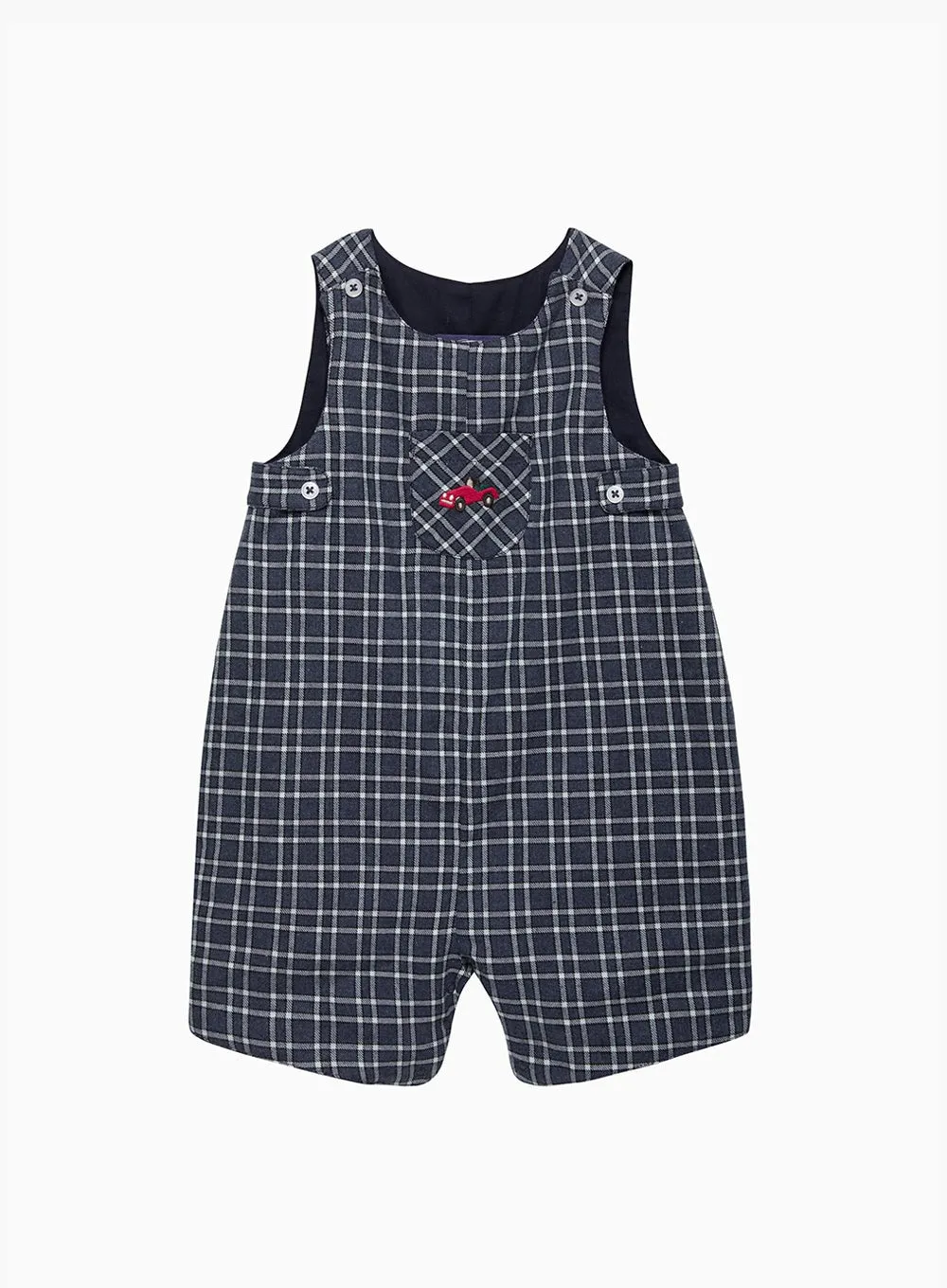 Baby Archie Romper in Navy Check