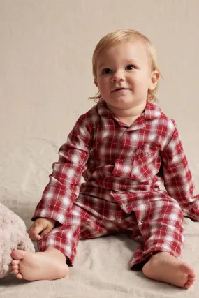 Baby red checked sleepsuit