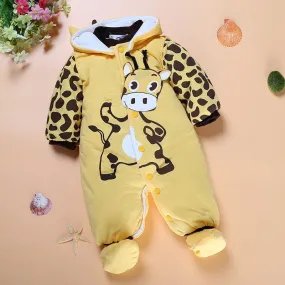 Baby Rompers Thick Warm Hooded Jumpsuits  for Autumn Winter