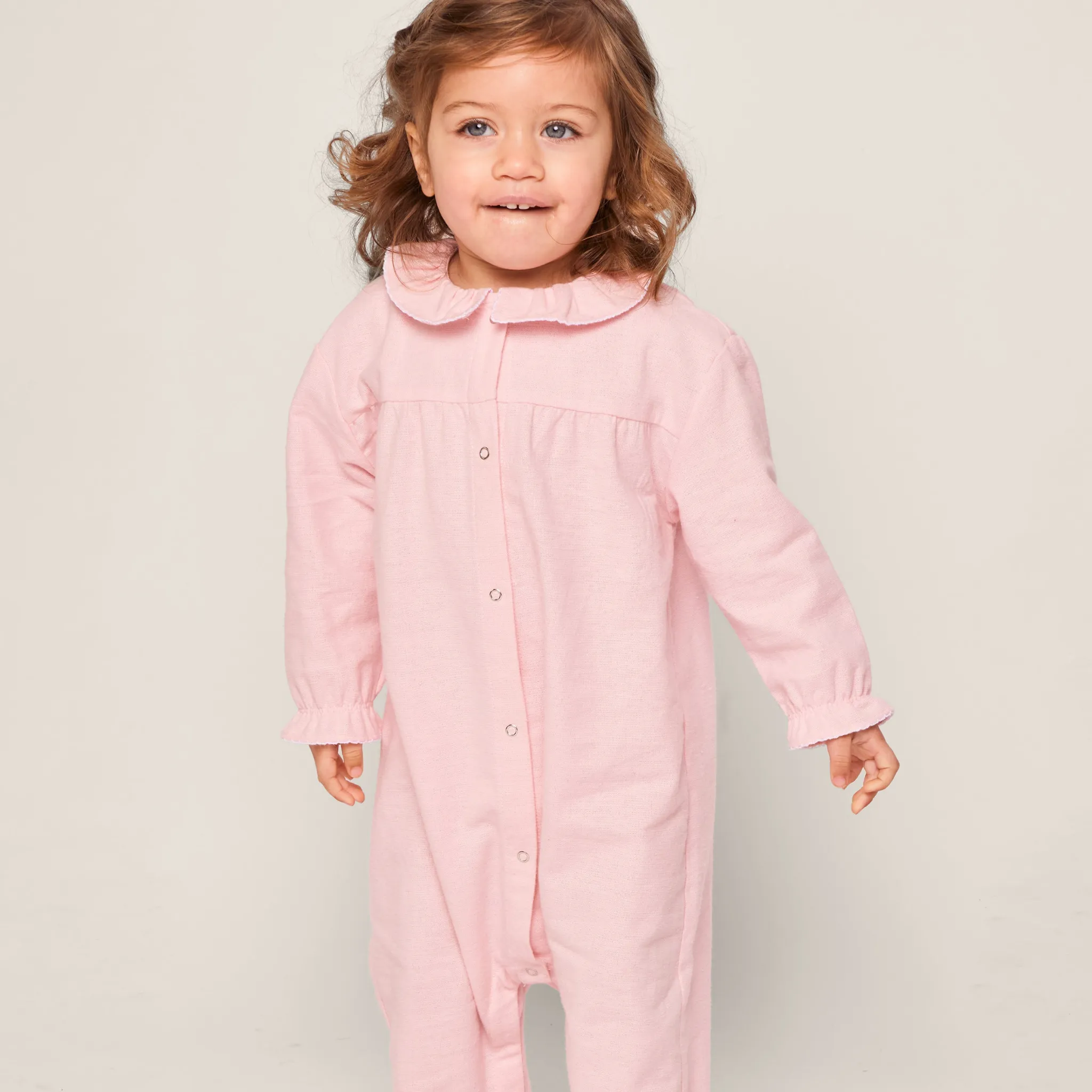 Baby's Flannel Madeline Romper in Pink