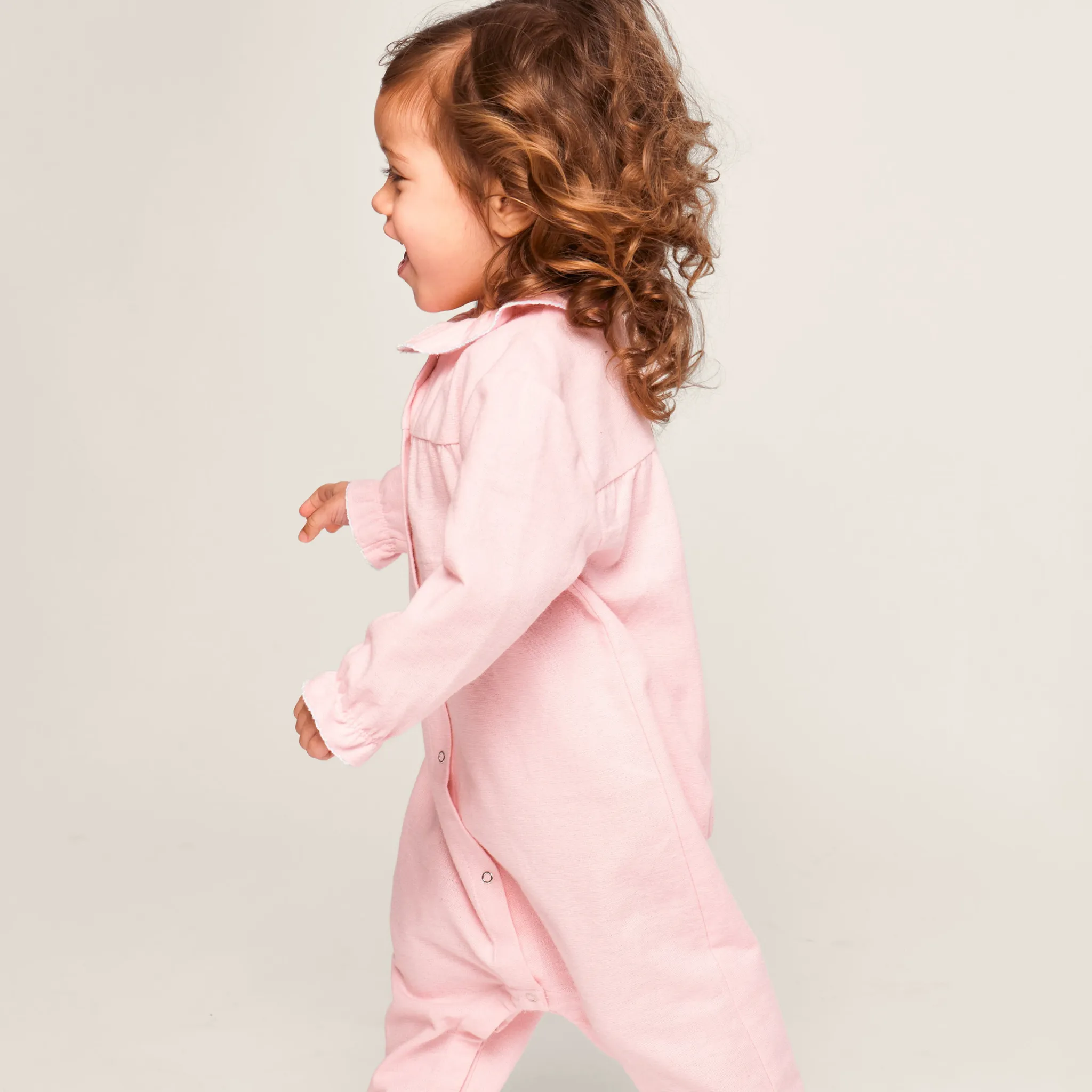 Baby's Flannel Madeline Romper in Pink