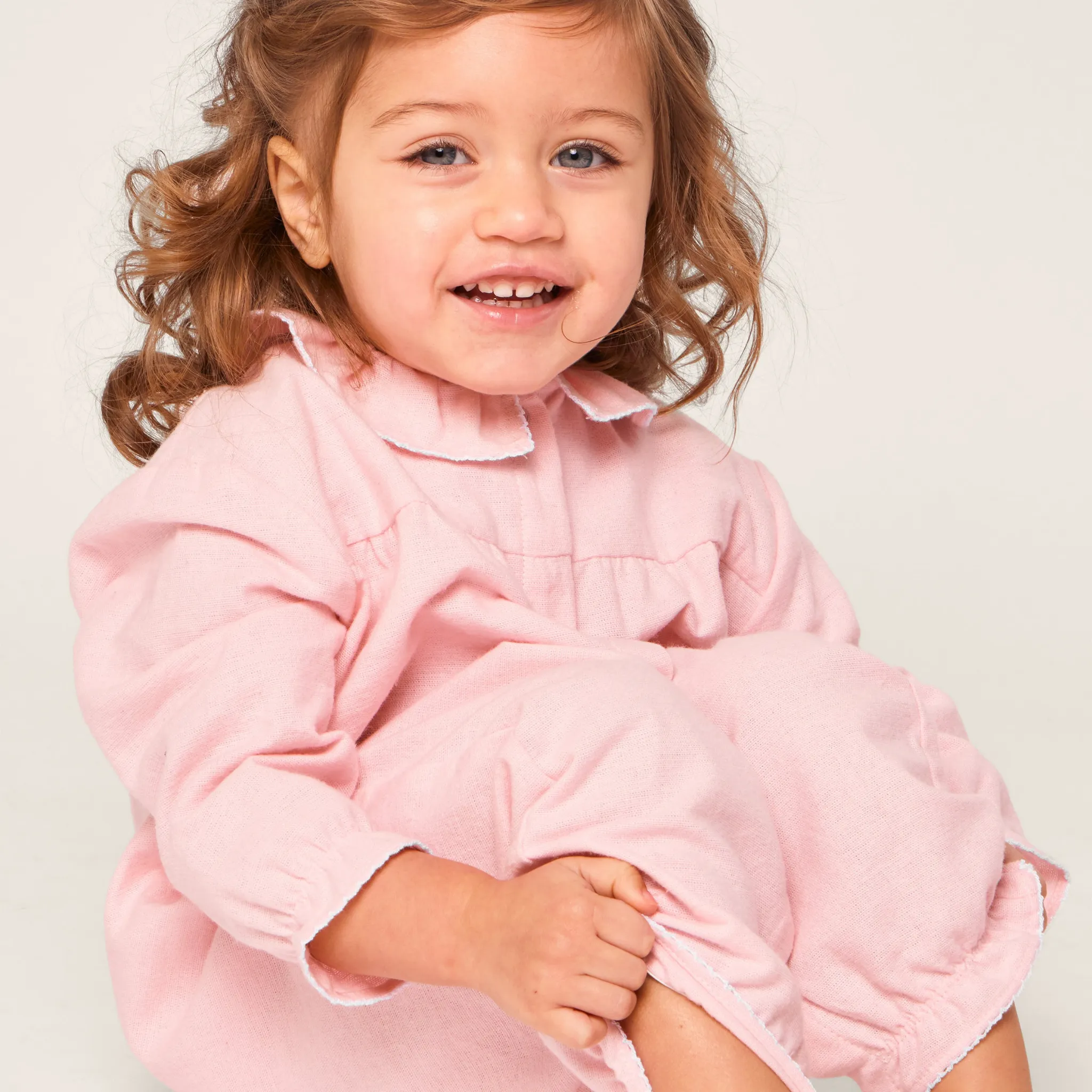 Baby's Flannel Madeline Romper in Pink