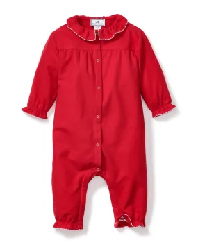 Baby's Flannel Madeline Romper in Red