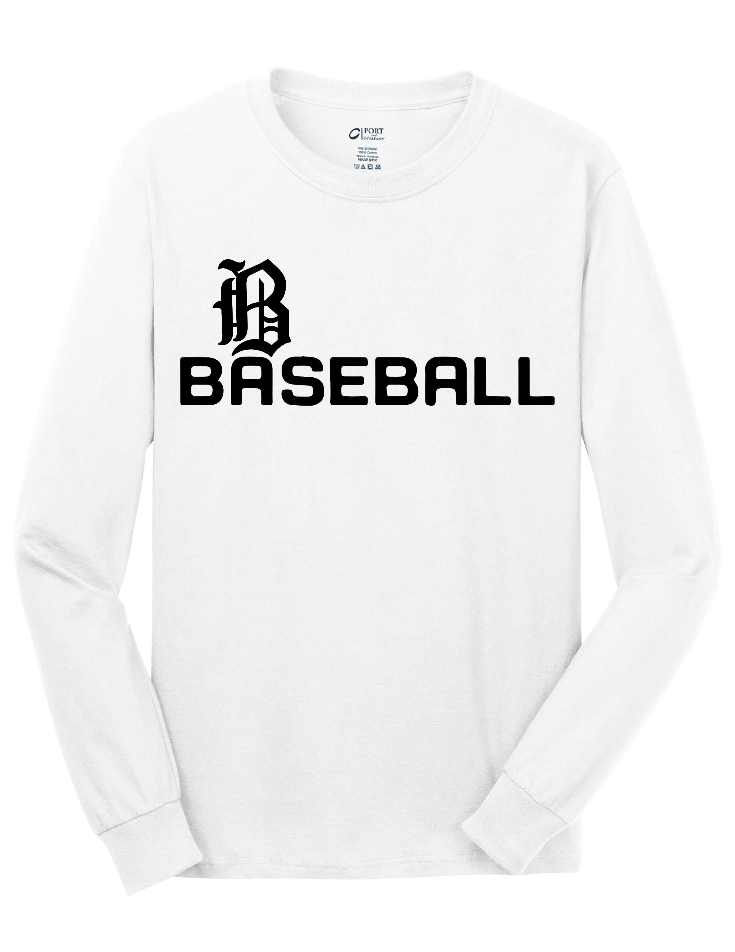 Badin Baseball - Script LS Tee (White)