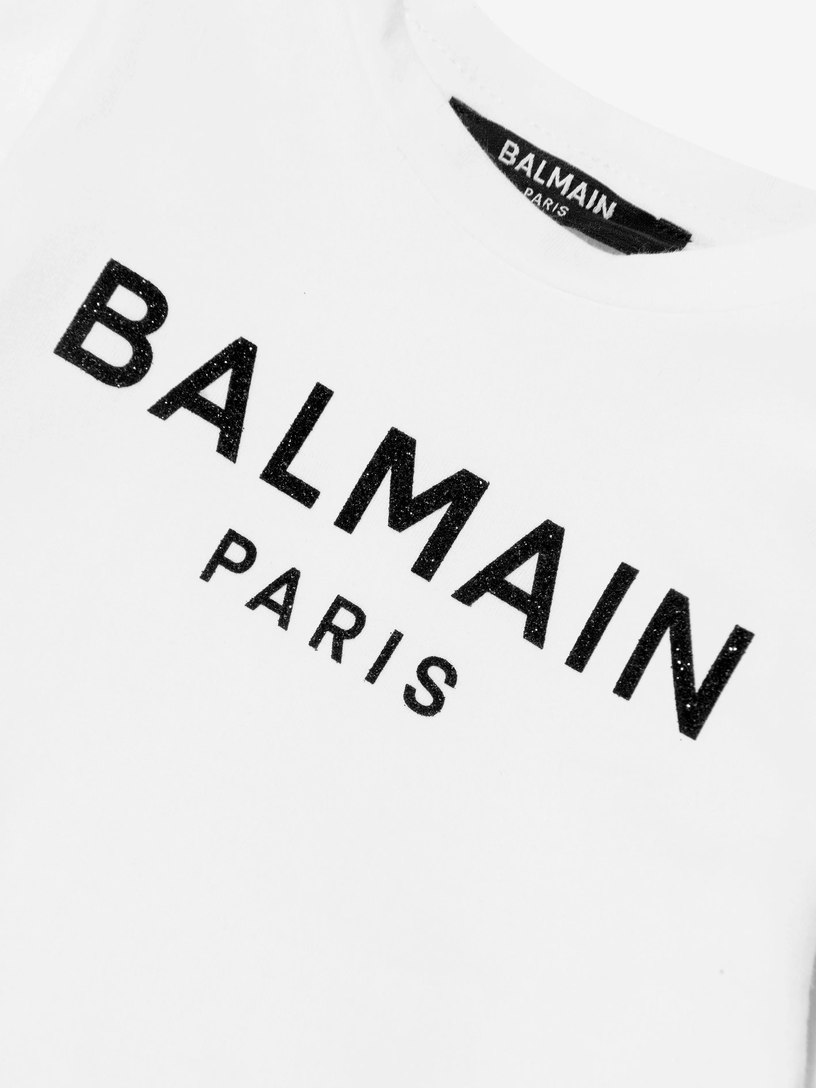 Balmain Baby Girls Long Sleeve Logo T-Shirt in White